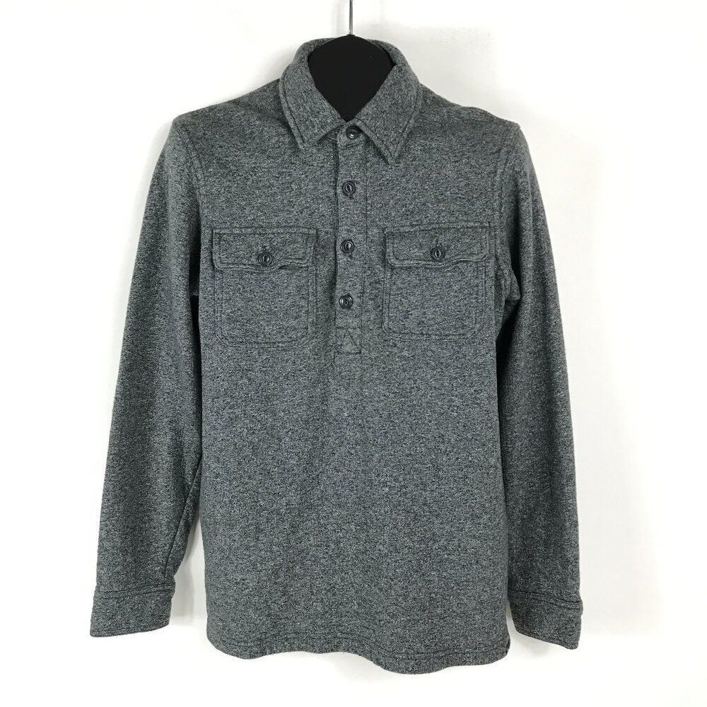 Eddie Bauer Long Sleeve Pullover Sweatshirt Men's Small Gray Thermal Lined